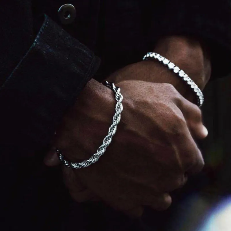Coarse Twist Chain Bracelet Titanium Steel Trendy Men's Personality Jewelry sold by Shopnova