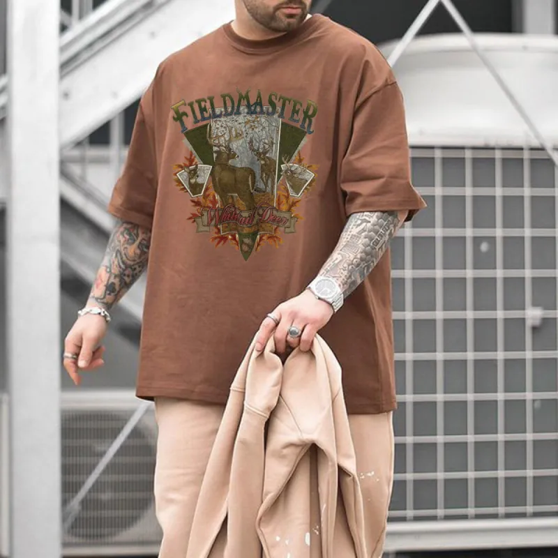 Deer Graphic Print Casual Men's T-Shirt sold by Shopnova