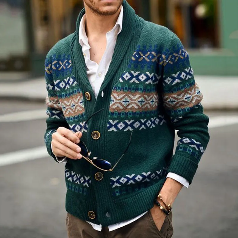 Men's Vintage Ethnic Lapel Knitwear Cardigan Jacket sold by Shopnova product image thumbnail 2