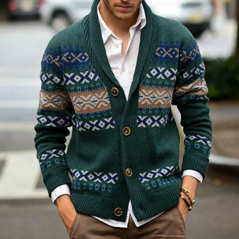 Men's Vintage Ethnic Lapel Knitwear Cardigan Jacket sold by Shopnova