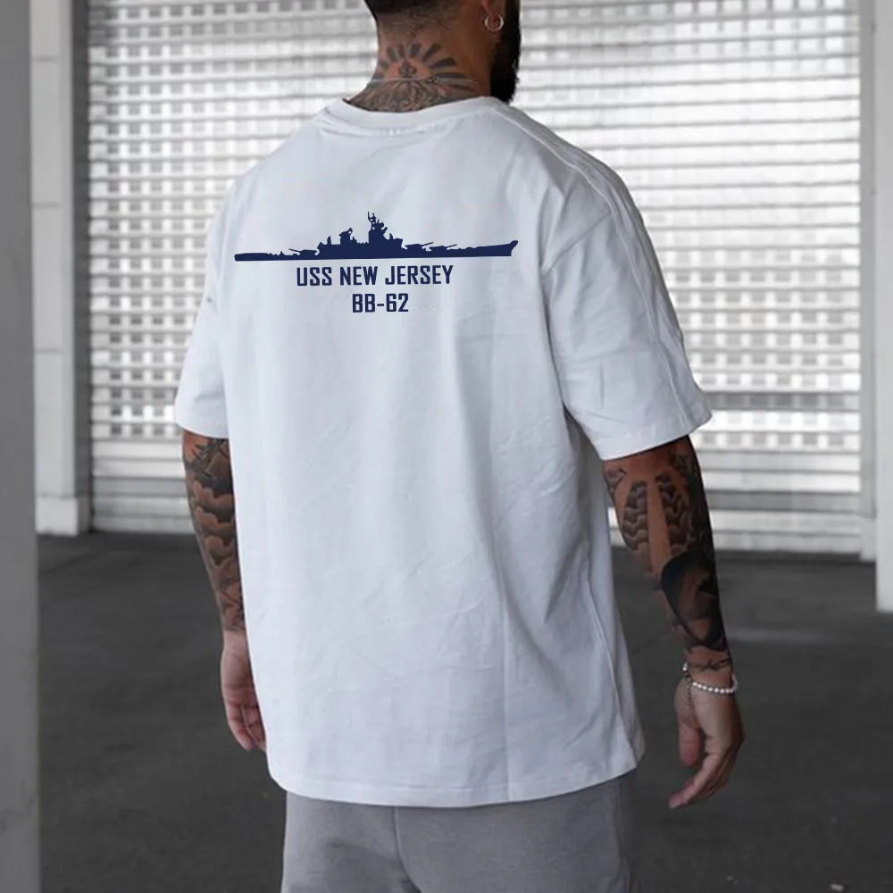 Navy New Jersey Battleship BB-62 Graphic Print Men's T-Shirt sold by Shopnova product image thumbnail 3