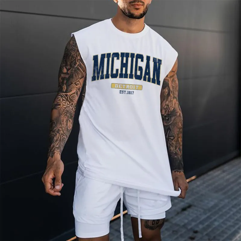 Michigan Men's Streetwear Casual Tank Top sold by Shopnova