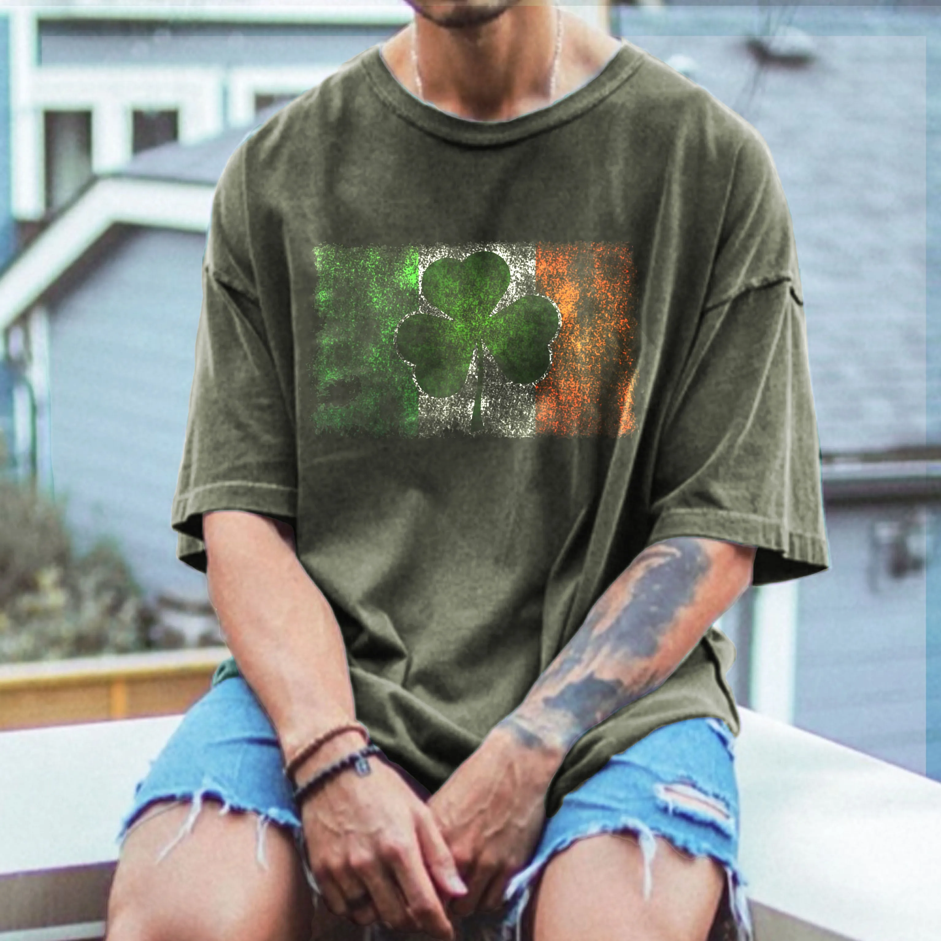 Vintage Irish Shamrock Saint Patrick Day Men's Retro T-shirt sold by Shopnova