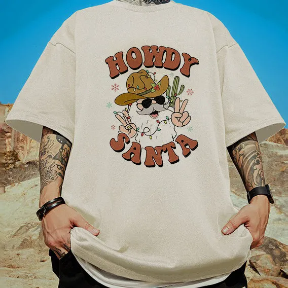 Howdy Santa Claus Print Cotton Tee sold by Shopnova product image thumbnail 3