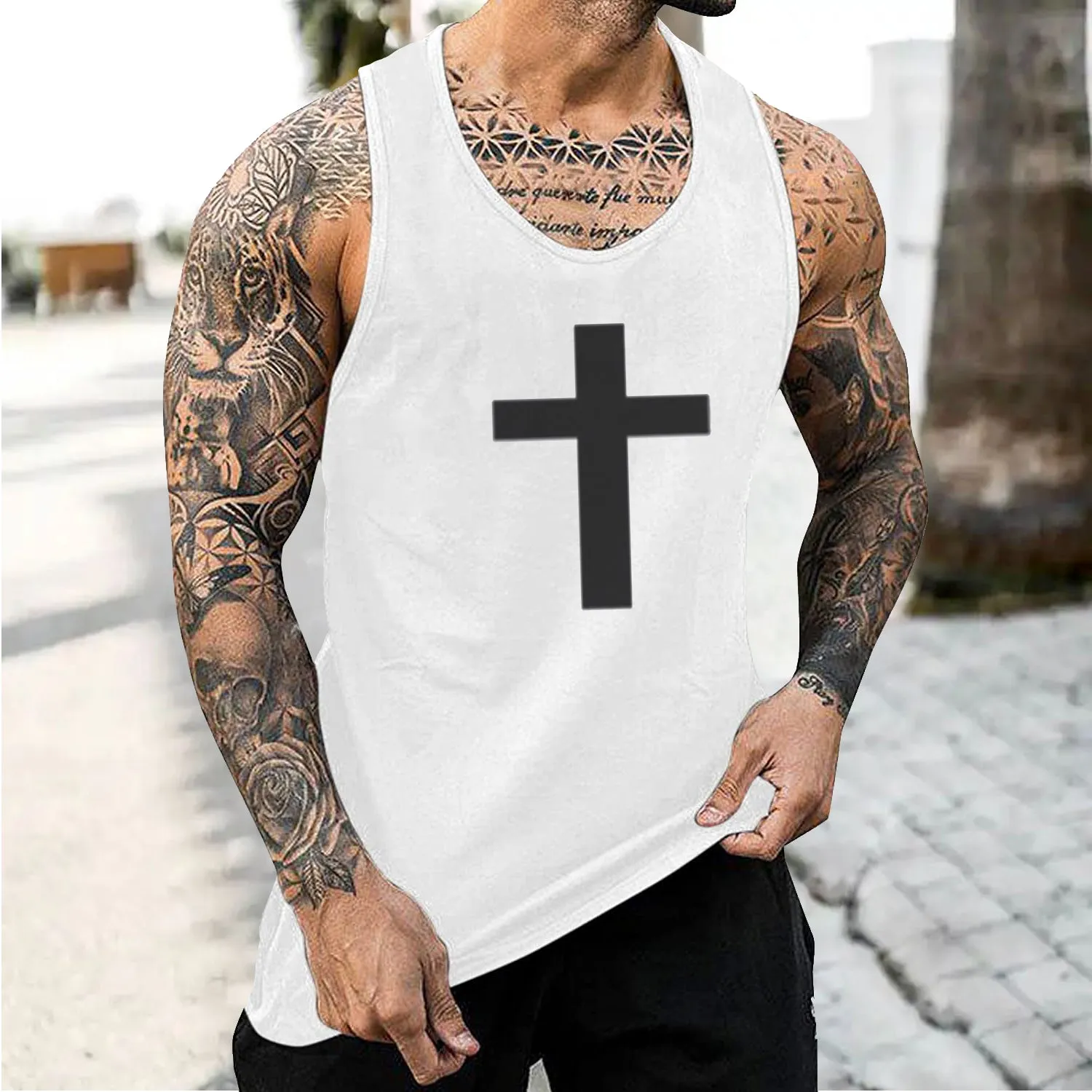Juses Corss Men's Fashion Tank Tops sold by Shopnova