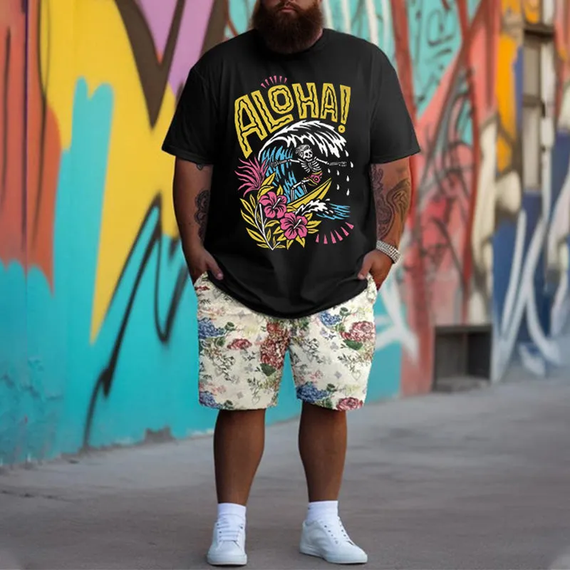 "Aloha" Skeleton Man Surfing Printed Men's T-shirt sold by Shopnova product image thumbnail 3