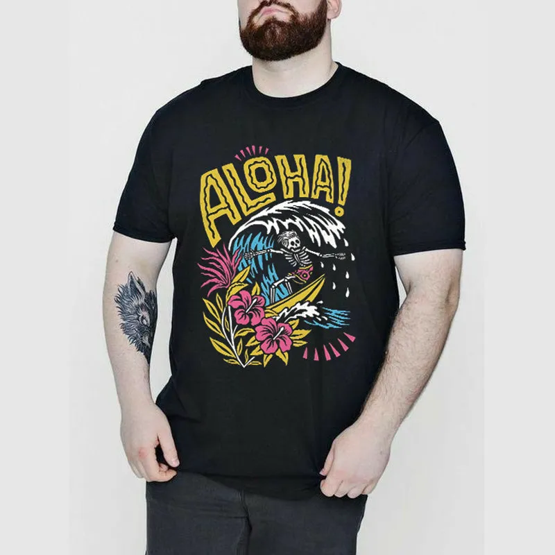 "Aloha" Skeleton Man Surfing Printed Men's T-shirt sold by Shopnova product image thumbnail 4