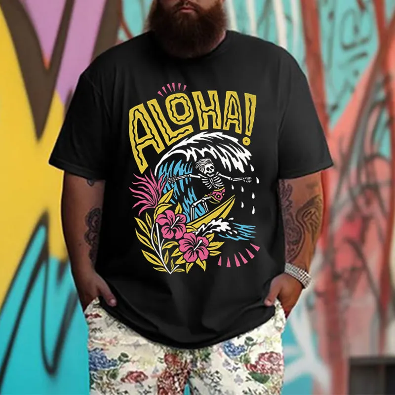 "Aloha" Skeleton Man Surfing Printed Men's T-shirt sold by Shopnova product image thumbnail 2