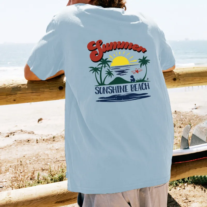 NOVAROPA™ Sunshine Beach Print Cotton Tee sold by Shopnova