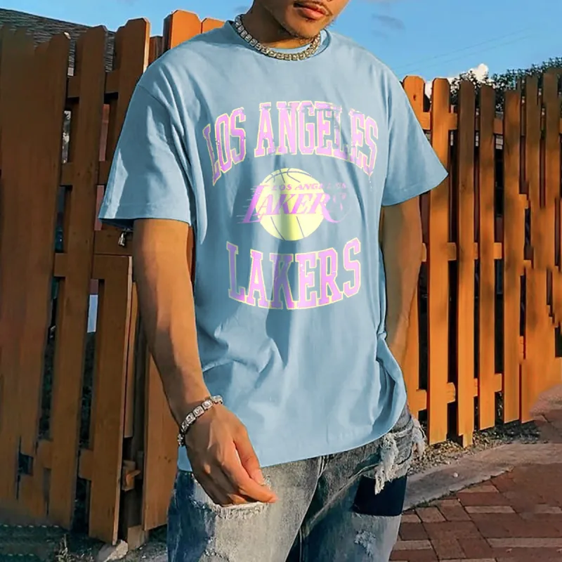 Letter Print Basketball Athleisure Graphic Men's T-Shirt sold by Shopnova