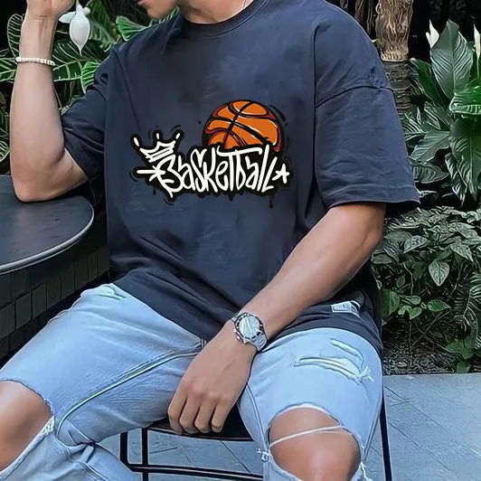 NOVAROPA™ Basketball Print Men's Cotton T-shirt sold by Shopnova