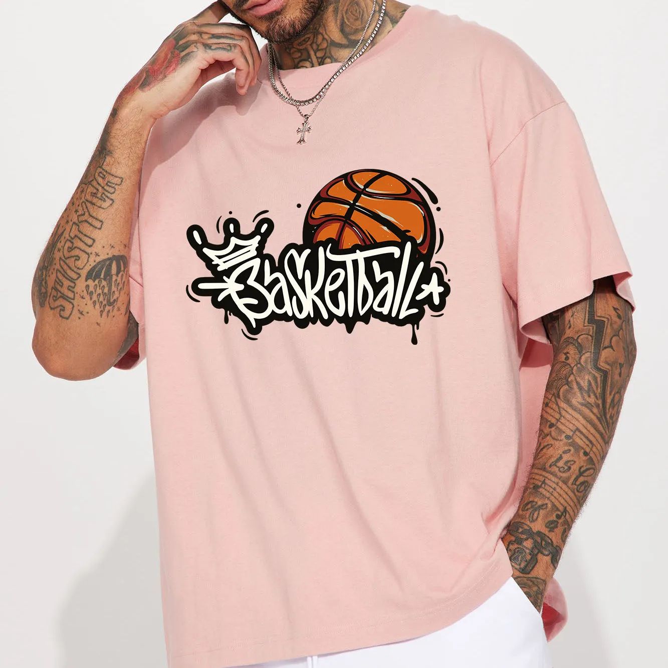 NOVAROPA™ Basketball Print Men's Cotton T-shirt sold by Shopnova product image thumbnail 3