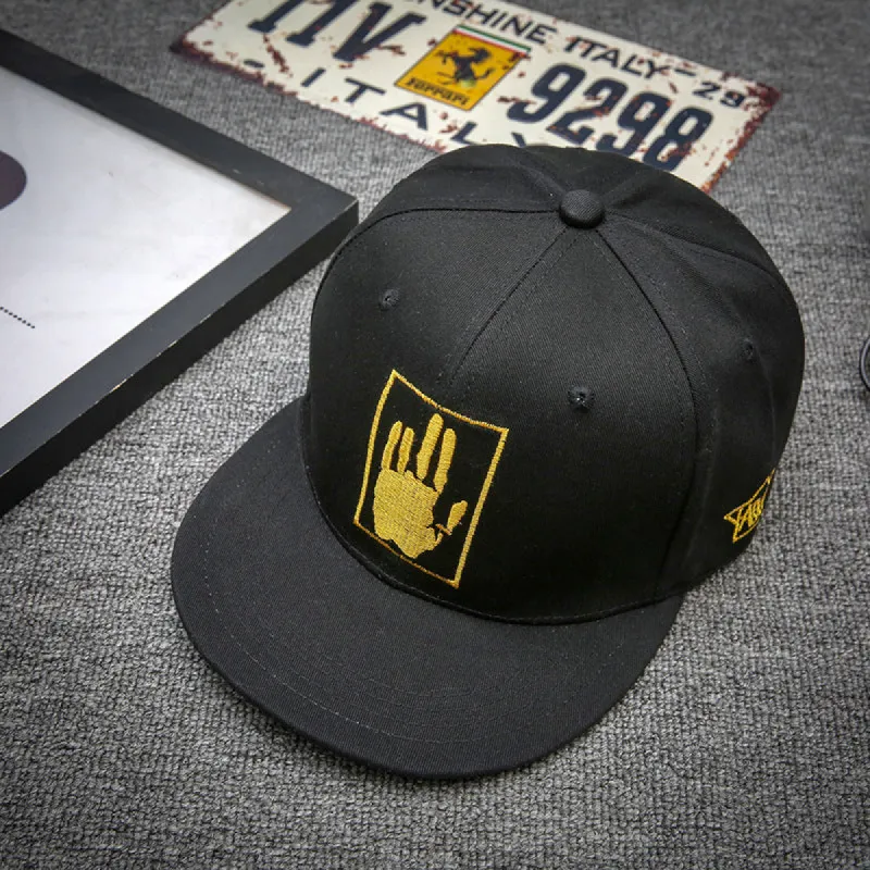 Casual Baseball Cap Embroidered Palm Flat Brim Hip Hop Hat sold by Shopnova