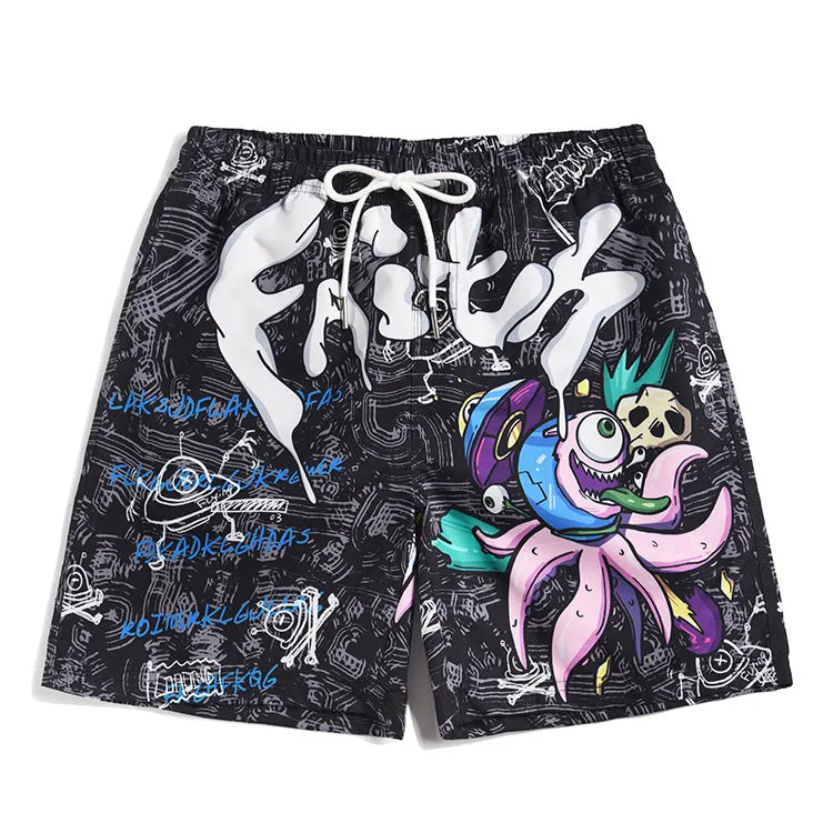 Men's beach pants loose casual cartoon printed shorts sold by Shopnova product image thumbnail 2