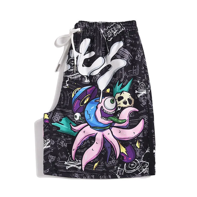 Men's beach pants loose casual cartoon printed shorts sold by Shopnova product image thumbnail 4