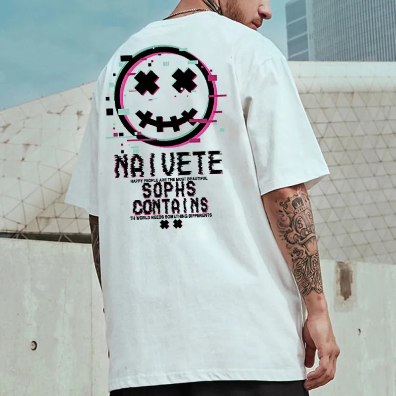 Alphabet Graphic Print Loose Men's T-Shirt sold by Shopnova