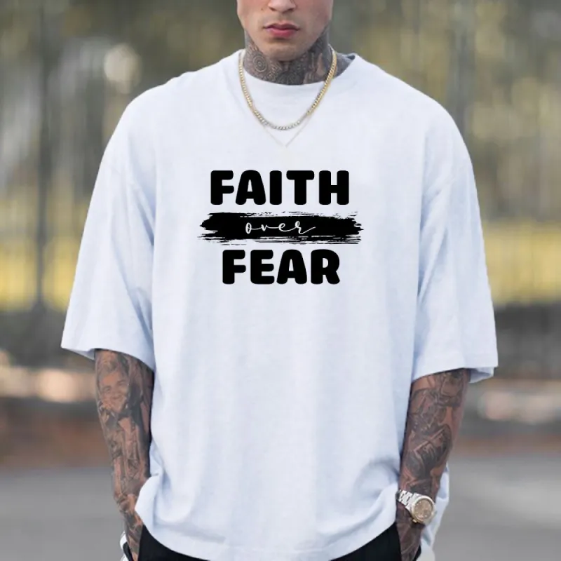 Faith Over Fear Men's Cotton T-shirt 230g sold by Shopnova