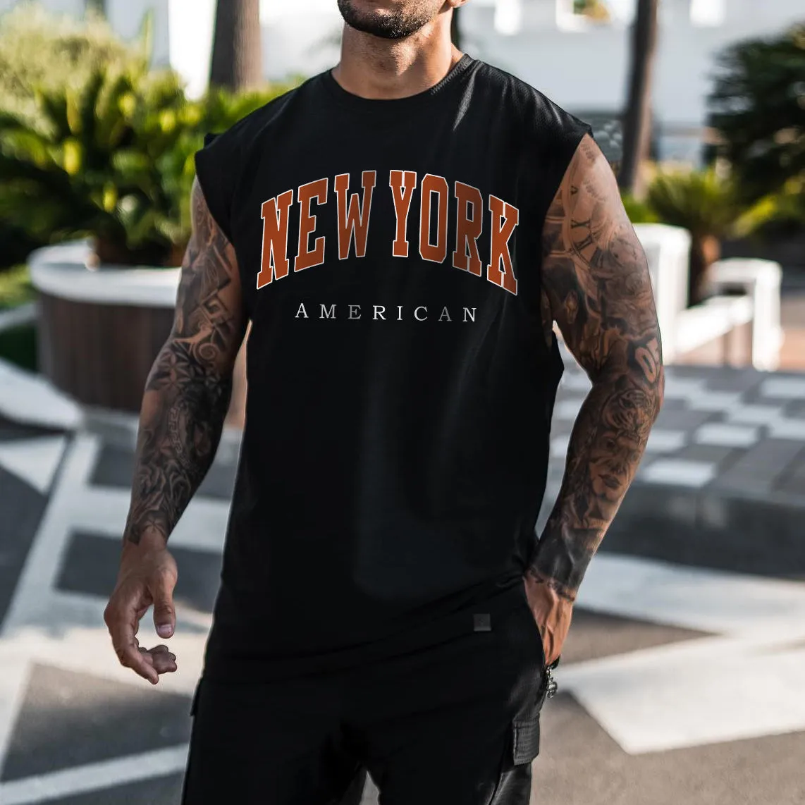New York Men's Streetwear Casual Tank Top sold by Shopnova product image thumbnail 2