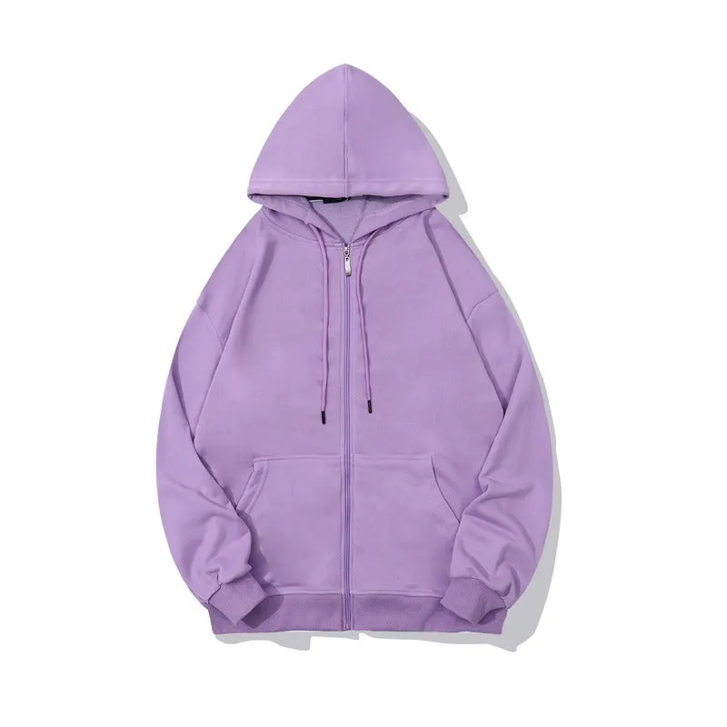 Clearance-Classic Streetwear Solid Color Zip Up Hoodies-2XL sold by Shopnova
