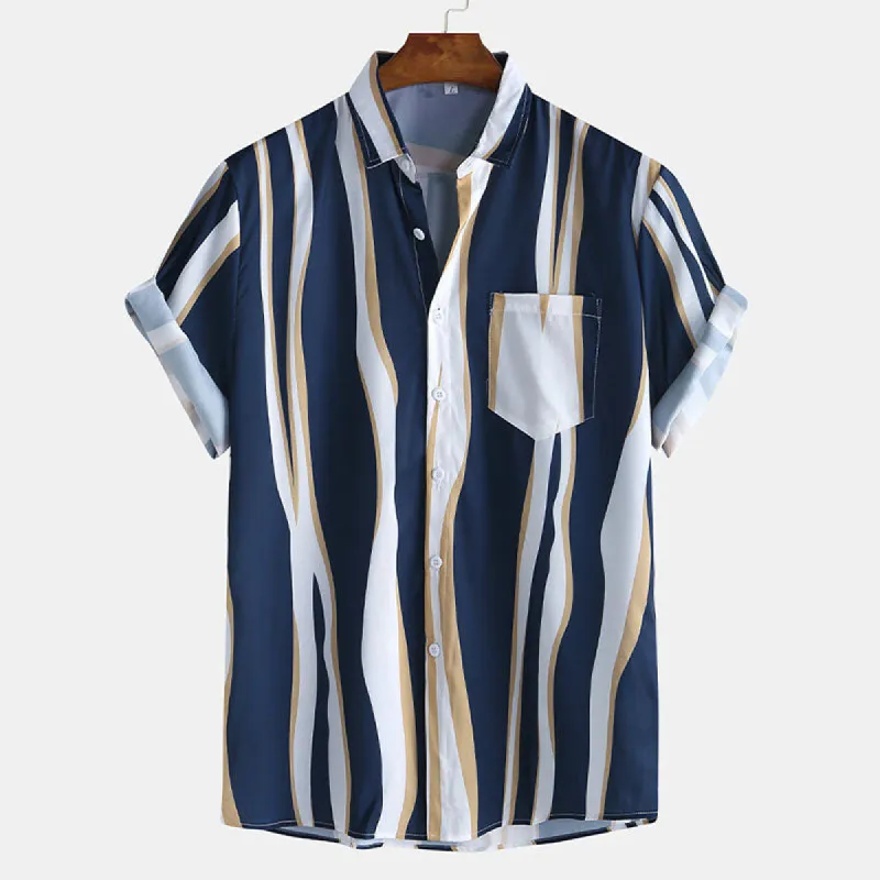 Men's Irregular Stripe Printed Polo Shirt sold by Shopnova