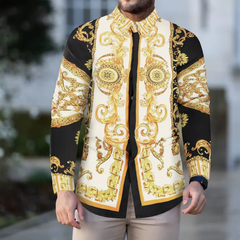 Men's Luxury Floral Print Long Sleeve shirts sold by Shopnova