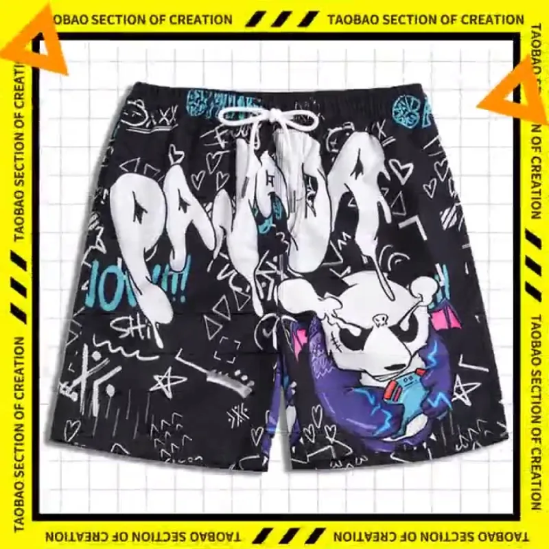 Men's beach pants loose casual cartoon printed shorts sold by Shopnova