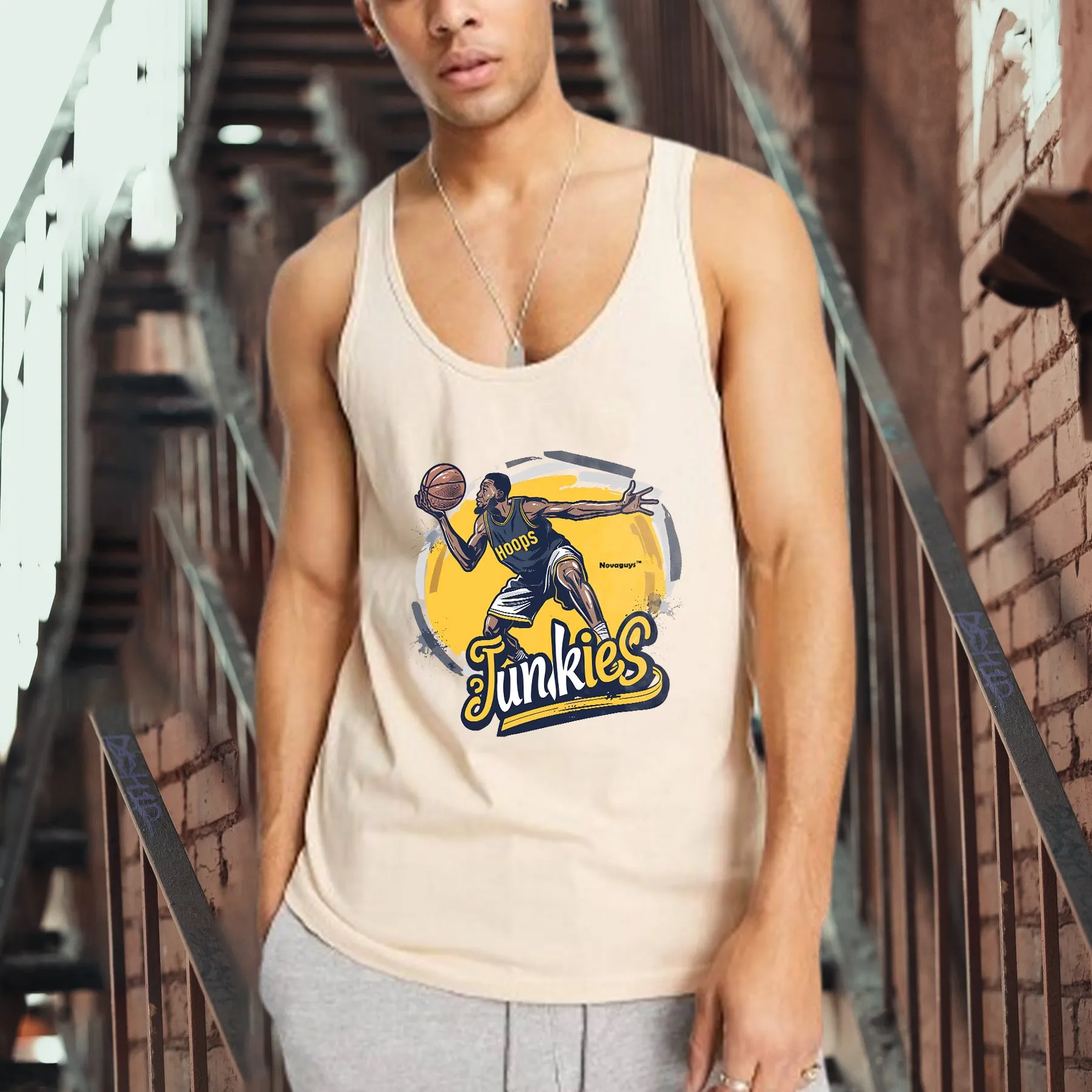 Hoops Junkie Basketball Player Men's Tank Top-A sold by Shopnova product image thumbnail 2