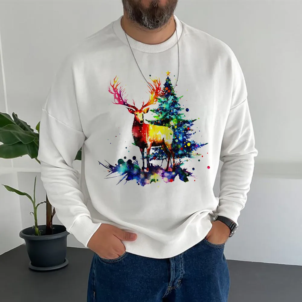 Men's Christmas Elk Long Sleeve T-Shirts -A sold by Shopnova