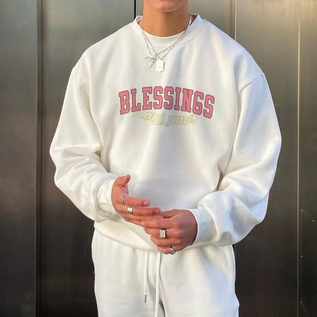 Blessings Men's Oversized Crew Neck Sweatshirt sold by Shopnova