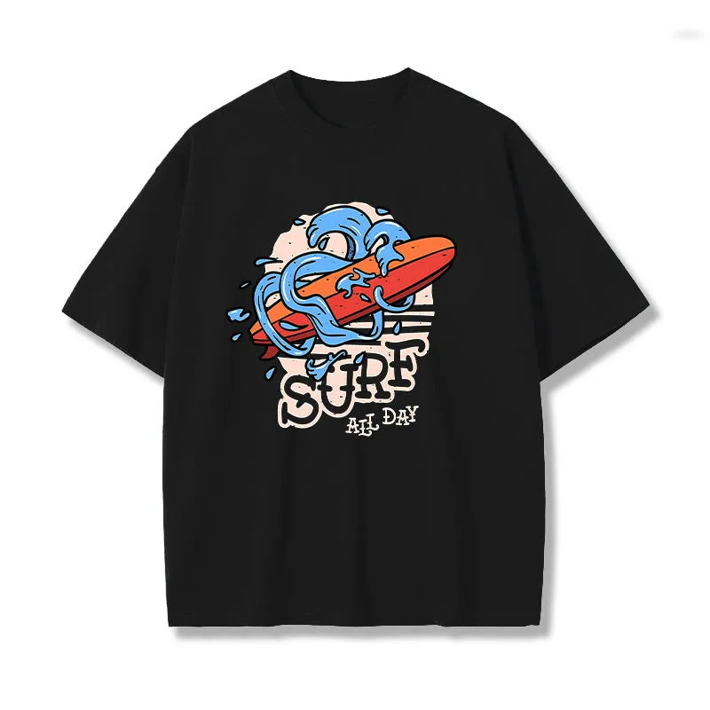 Ocean Waves Surfboard Print Vacation Vibes Men's T-shirt sold by Shopnova product image thumbnail 5