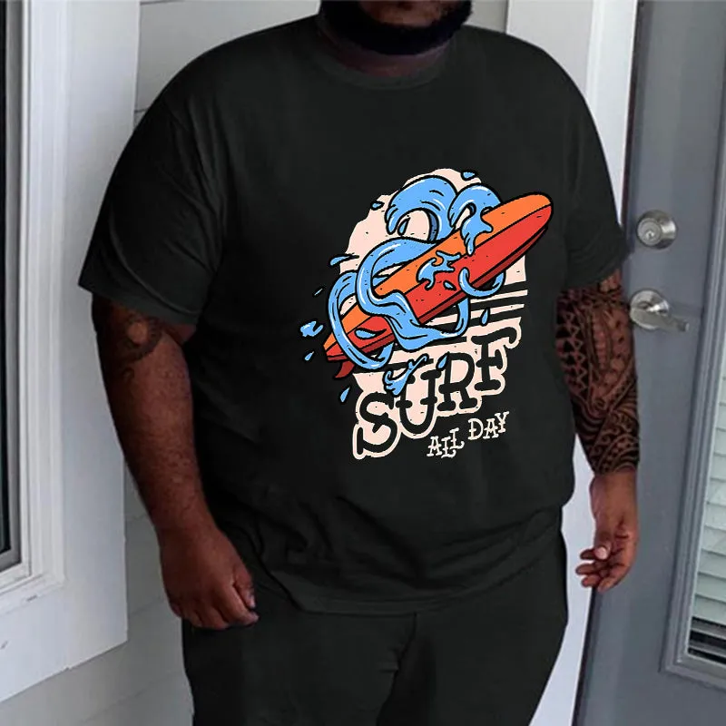 Ocean Waves Surfboard Print Vacation Vibes Men's T-shirt sold by Shopnova product image thumbnail 3