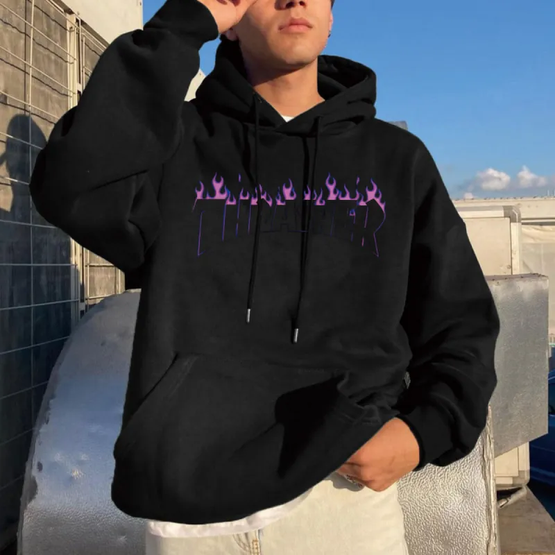 Graphic Print Pocket Hooded Long Sleeve Men's Sweatshirt sold by Shopnova