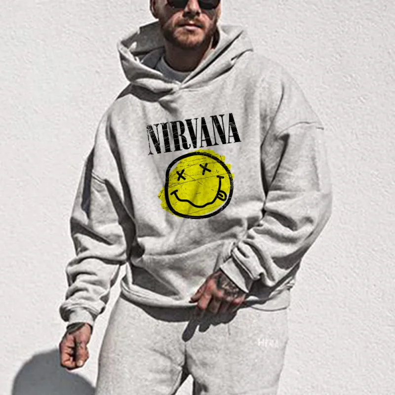 Nirvana Smiley Graphic Print Men's Oversize Hoodie sold by Shopnova