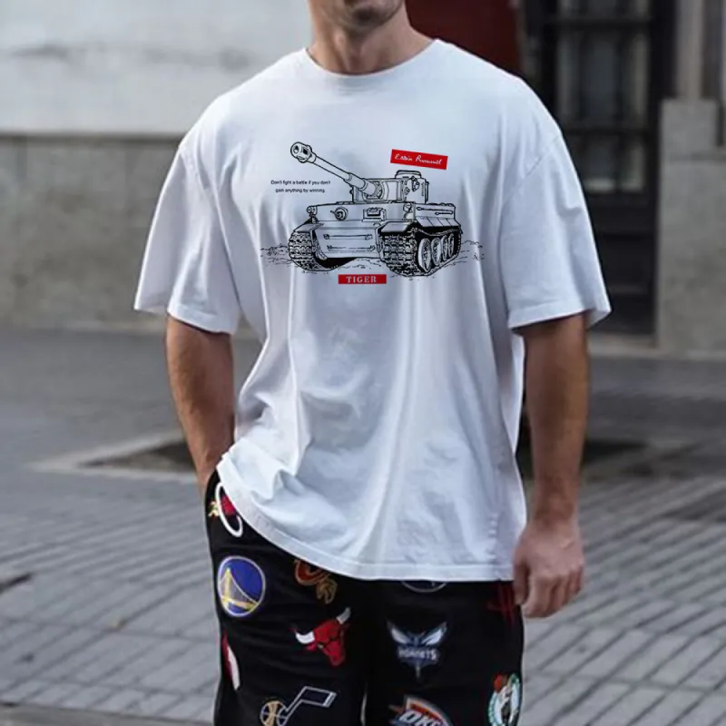 WWII Tiger Heavy Tank I Graphic Print Men's Oversized T-shirt sold by Shopnova