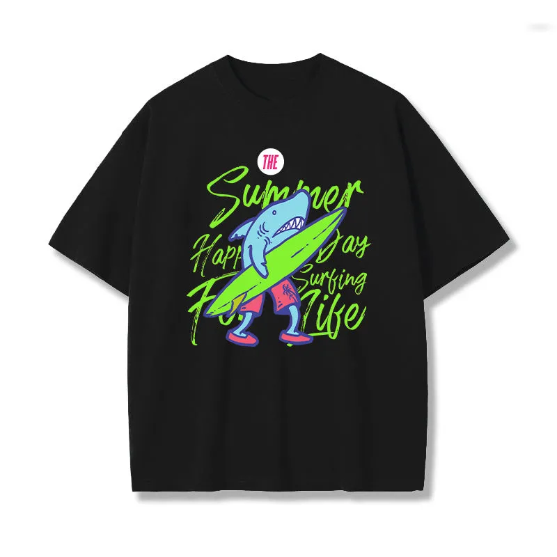 Men's Lovely Shark Sea Animal Surfing Printed T-shirt sold by Shopnova product image thumbnail 4