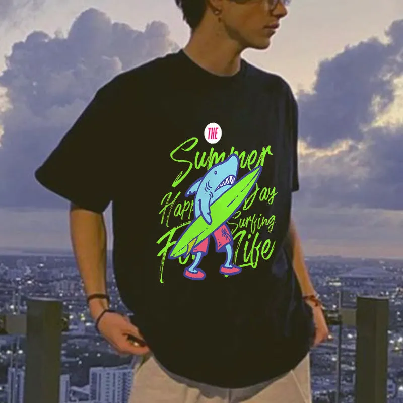 Men's Lovely Shark Sea Animal Surfing Printed T-shirt sold by Shopnova