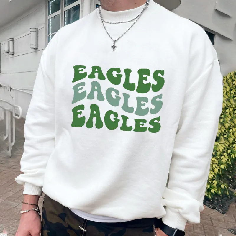 Eagles Letter Print Men's Crew Neck Sweatshirt sold by Shopnova