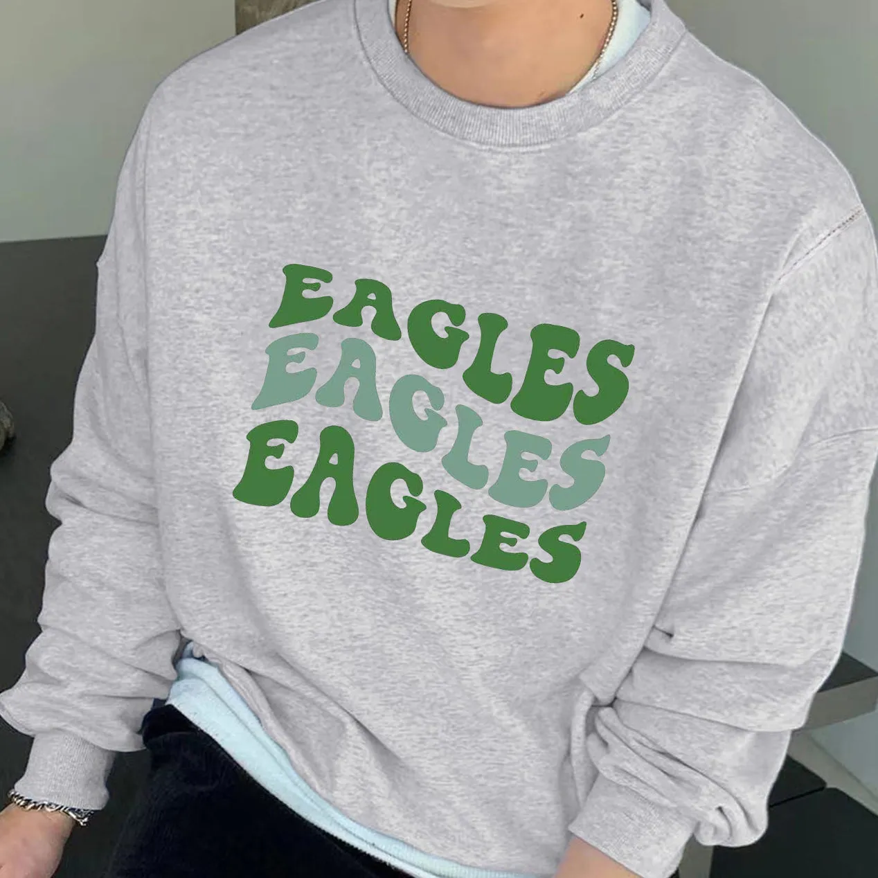 Eagles Letter Print Men's Crew Neck Sweatshirt sold by Shopnova product image thumbnail 2