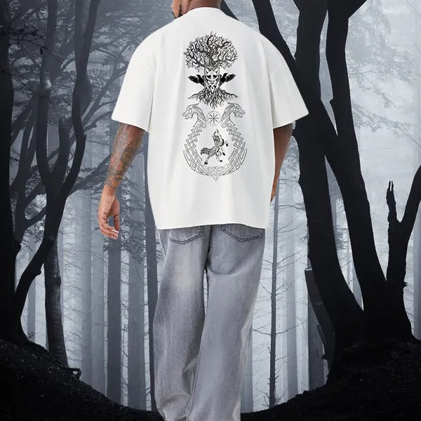 Retro Viking Culture Graphic Short Sleeve T-shirt sold by Shopnova product image thumbnail 3