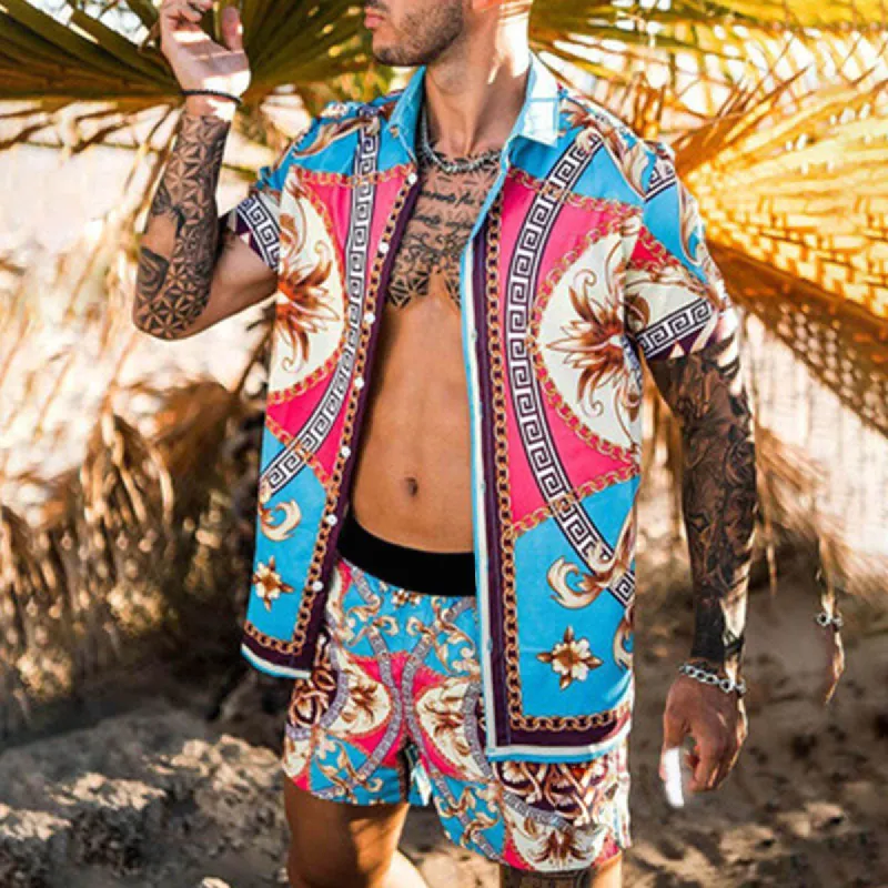Men's Hawaiian Outfit Vacation Outfits Two Pieces Beachwear sold by Shopnova