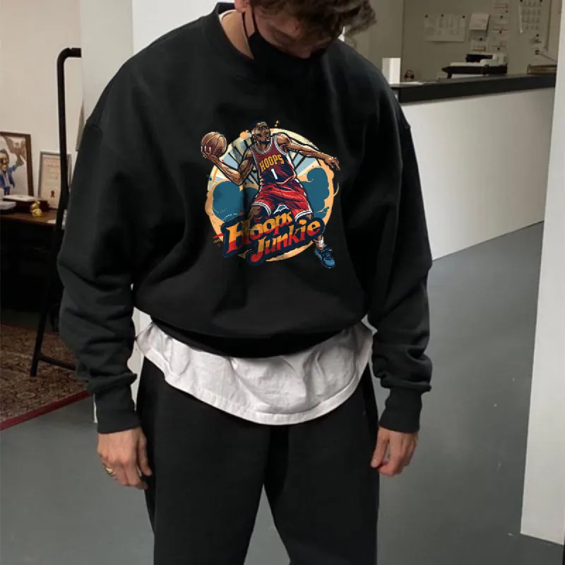 Hoops Junkie Basketball Player Men's Sweatshirt sold by Shopnova
