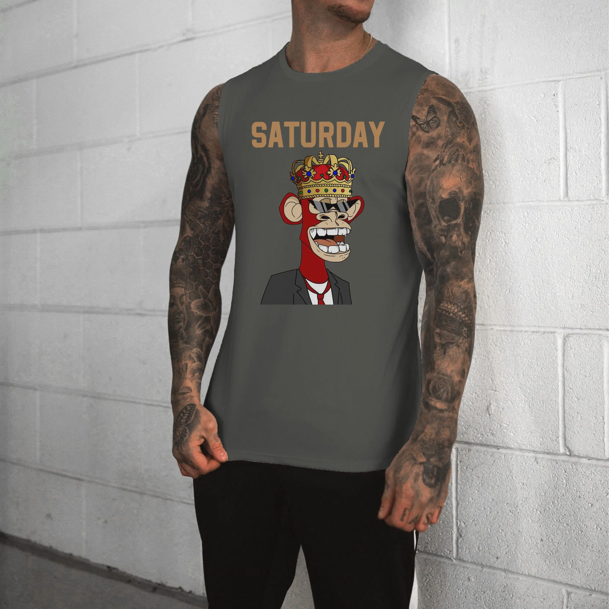 Saturday Alphabet Graphic Print Men's Tank Top sold by Shopnova product image thumbnail 3