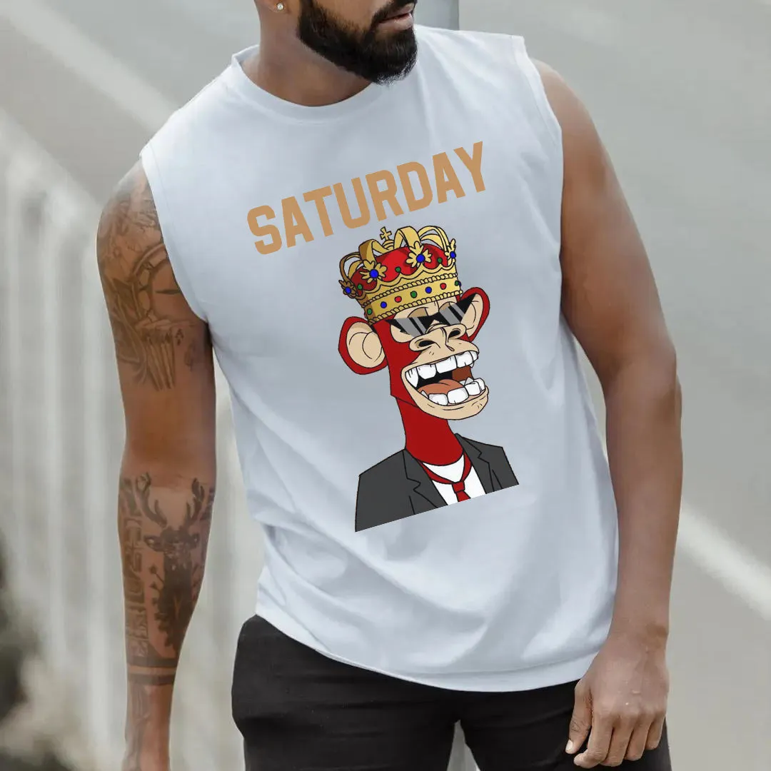 Saturday Alphabet Graphic Print Men's Tank Top sold by Shopnova product image thumbnail 2