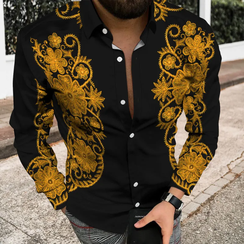 Unique Trend Personality Fashion Print Beach Vacation Long Sleeve Shirt sold by Shopnova