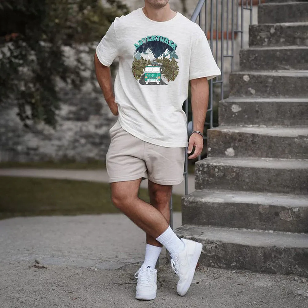 Adventurer Alphabet Graphic Print Loose Men's T-Shirt sold by Shopnova product image thumbnail 2