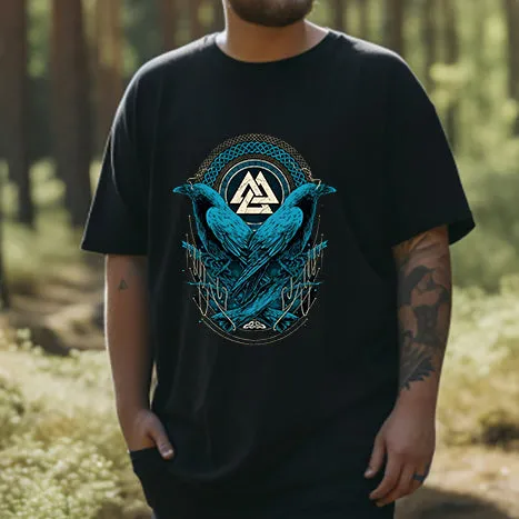Odin's Ravens and Valknut Celtic Elements Viking Tee sold by Shopnova