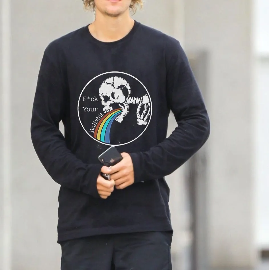 Skull Print Long Sleeve Cotton Tee-B sold by Shopnova product image thumbnail 2