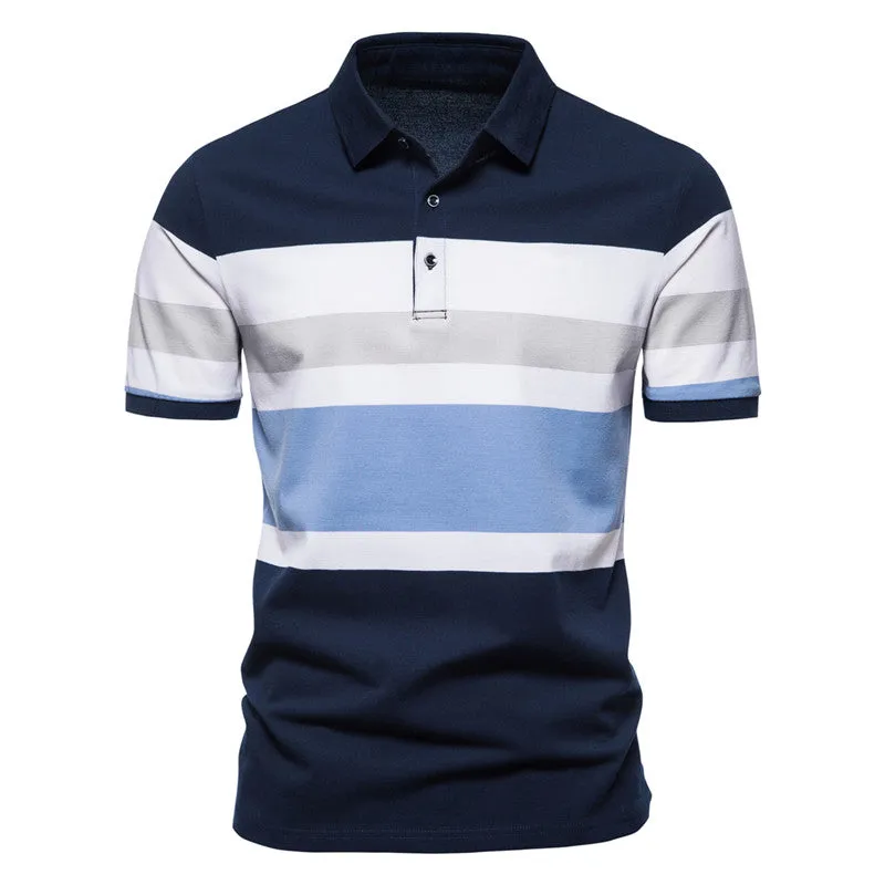 Clearance- Men's Stripe Printe Polo Shirt sold by Shopnova product image thumbnail 4