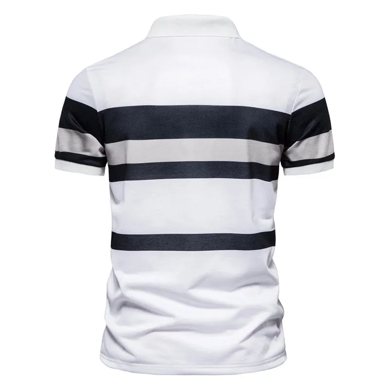 Clearance- Men's Stripe Printe Polo Shirt sold by Shopnova product image thumbnail 3
