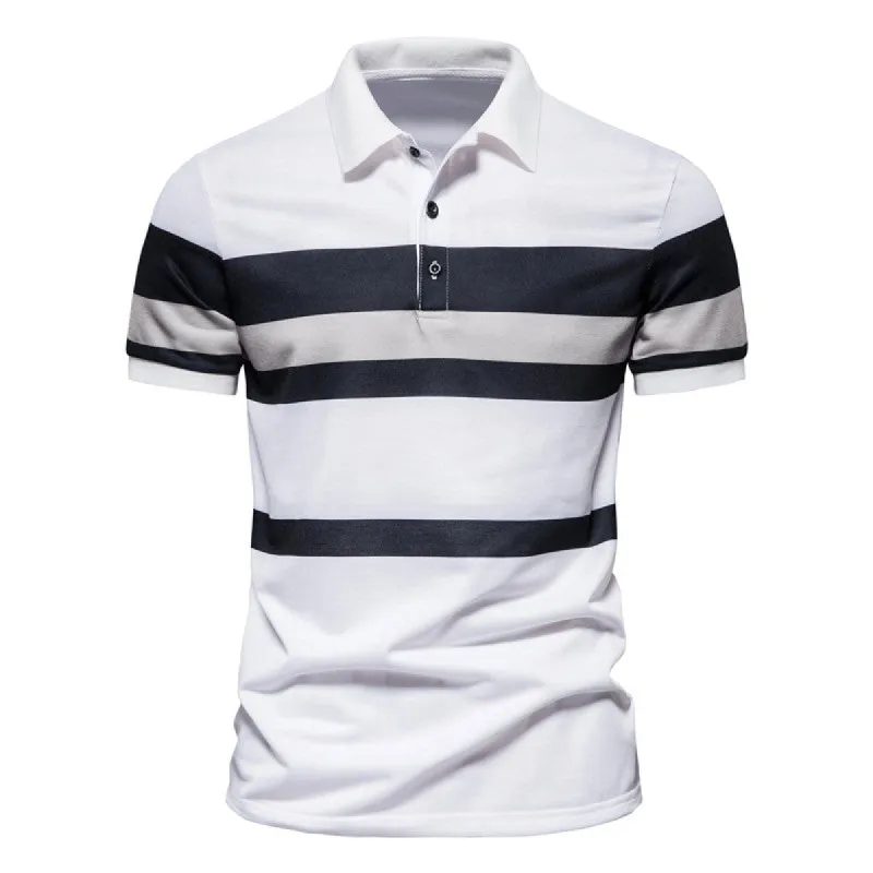 Clearance- Men's Stripe Printe Polo Shirt sold by Shopnova